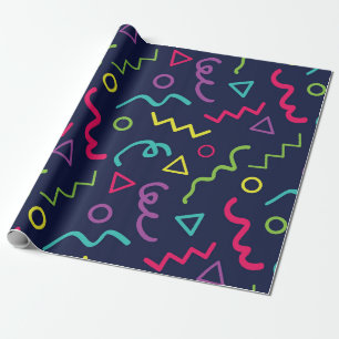 80er achtziger Retro-Party Neon-Memphis-Muster Geschenkpapier