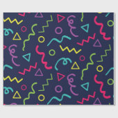 80er achtziger Retro-Party neonale Memphis Muster Geschenkpapier (Flach)