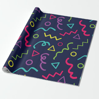 80er achtziger Retro-Party neonale Memphis Muster Geschenkpapier