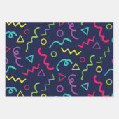 80er achtziger Retro-Party neonale Memphis Muster Geschenkpapier Set (Vorderseite 3)