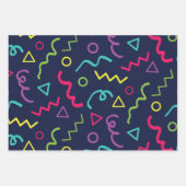 80er achtziger Retro-Party neonale Memphis Muster Geschenkpapier Set (Vorderseite 2)