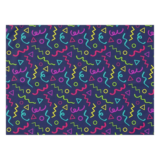 80er achtziger Retro-Party neonale Memphis Muster Tischdecke (Vorderseite (Horizontal))