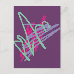 80er achtziger Vintage Farben spritzen Medley Art Postkarte