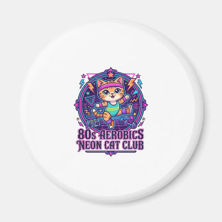 80er Aerobics Neon Katze Lustiges Katzenliebhaber- Magnet