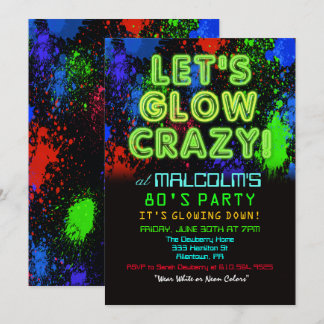 80er Aighties Glow Party Einladung