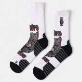 80er Anime-Inspiriert Gray Cat Illustration Socken (Links)