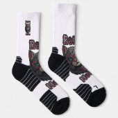 80er Anime-Inspiriert Gray Cat Illustration Socken (Rechts)