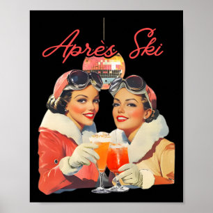 80er Après-Ski-Outfit Männer Frauen Skifahrer Free Poster