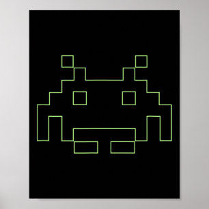 80er Arcade Game Retro Space Alien Invaders Gamer Poster