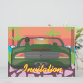 80er Arcade Sportwagen Einladung (Stehend Vorderseite)