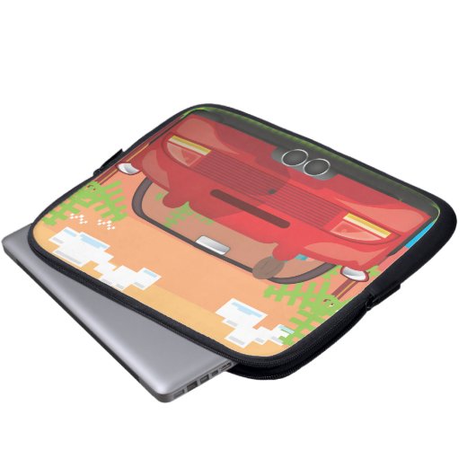 80er Arcade Sportwagen Laptopschutzhülle (Vorne Knopf)