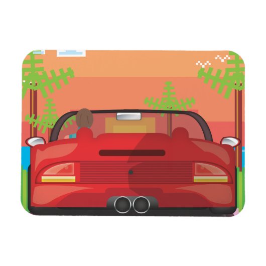 80er Arcade Sportwagen Magnet (Horizontal)