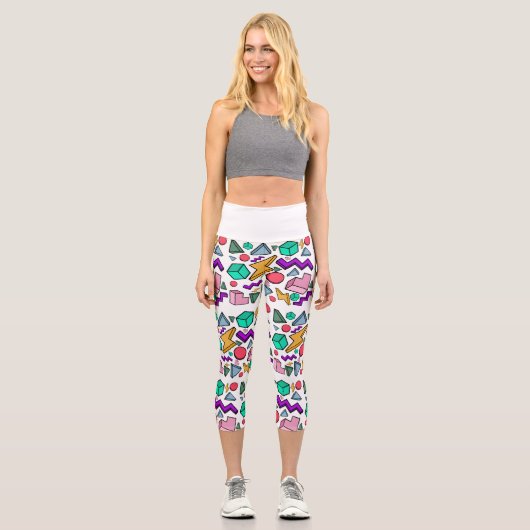 80er Ästhetische Vintag Retro Capri Leggings (Vorderseite)