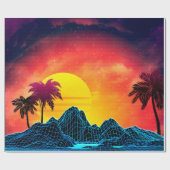 80er ästhetisches Retro futuristisches Stranddesig Geschenkpapier (Flach)