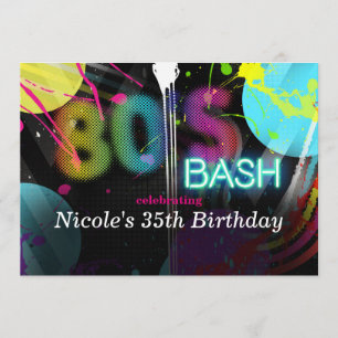 80er Bash Retro Splash Geburtstagseinladungen Einladung