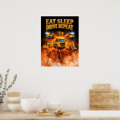 80er Bau-LKW-Kunst Poster (Küche)