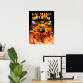 80er Bau-LKW-Kunst Poster (Heimbüro)