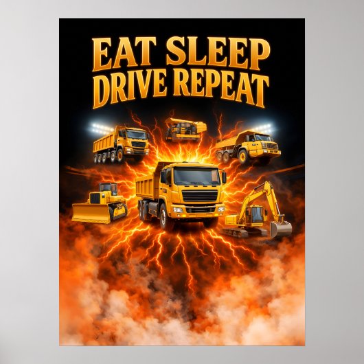 80er Bau-LKW-Kunst Poster (Vorne)