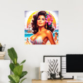 80er Beach Girl Poster (Heimbüro)