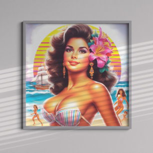 80er Beach Girl Poster