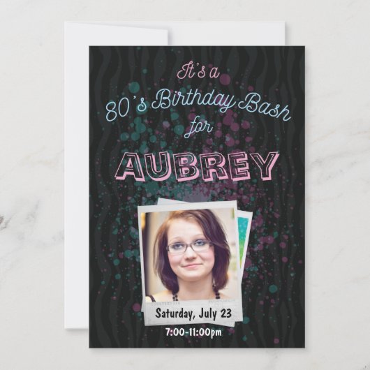 80er Birthday Bash Einladung - thematische 12x18 d (Vorderseite)