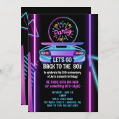 80er Birthday Party Redaktiontable Einladung (Vorne/Hinten)