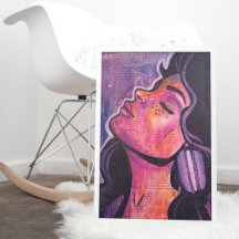 80er Black & Lila Hair Feminine Pop Kunstgalerie P