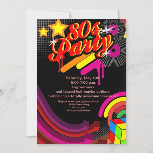 80er bling disco Party Einladung (Vorderseite)