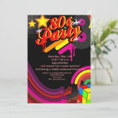 80er bling disco Party Einladung (Stehend Vorderseite)