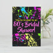 80er Brautparty Neon Paint Spritzer Einladung (Stehend Vorderseite)