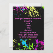 80er Brautparty Neon Paint Spritzer Einladung (Rückseite)