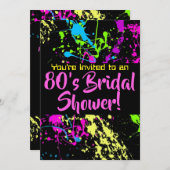 80er Brautparty Neon Paint Spritzer Einladung (Vorne/Hinten)