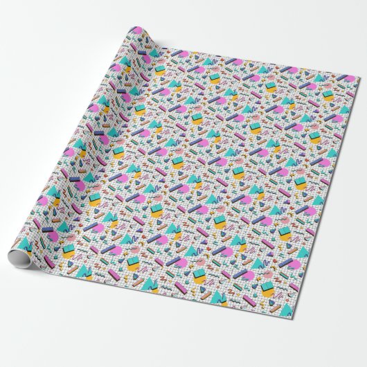 80er Bright Checkered: Vintag Geometrisch. Geschenkpapier (Ungerollt)