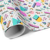 80er Bright Checkered: Vintag Geometrisch. Geschenkpapier (Rolleneckpunkt)