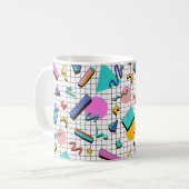 80er Bright Checkered: Vintag Geometrisch. Kaffeetasse (Vorderseite Links)