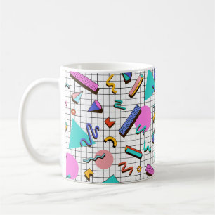 80er Bright Checkered: Vintag Geometrisch. Kaffeetasse