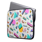 80er Bright Checkered: Vintag Geometrisch. Laptopschutzhülle (Vorderseite Links)