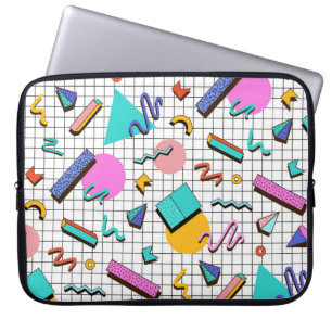 80er Bright Checkered: Vintag Geometrisch. Laptopschutzhülle