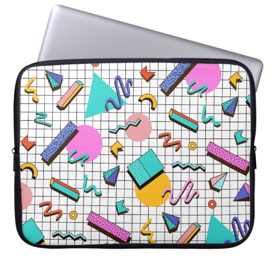80er Bright Checkered: Vintag Geometrisch. Laptopschutzhülle (Vorderseite)