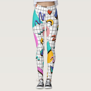 80er Bright Checkered: Vintag Geometrisch. Leggings