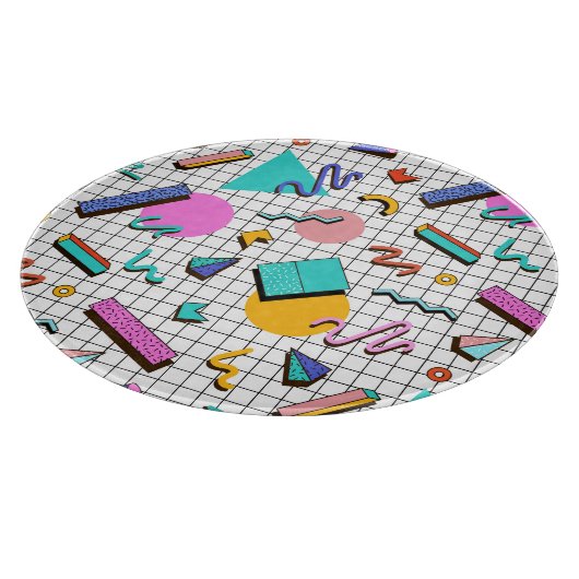 80er Bright Checkered: Vintag Geometrisch. Schneidebrett (Ecke)