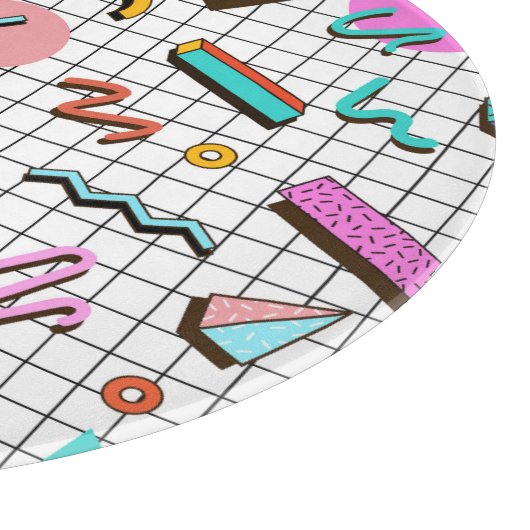 80er Bright Checkered: Vintag Geometrisch. Schneidebrett (Ecke)