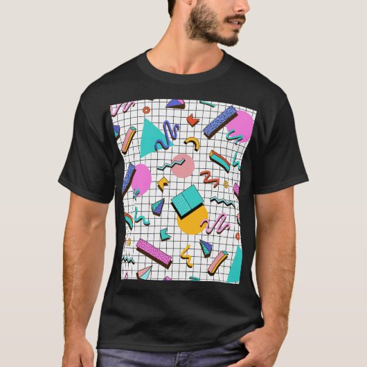 80er Bright Checkered: Vintag Geometrisch. T-Shirt (Vorderseite)
