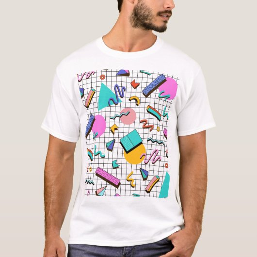 80er Bright Checkered: Vintag Geometrisch. T-Shirt (Vorderseite)