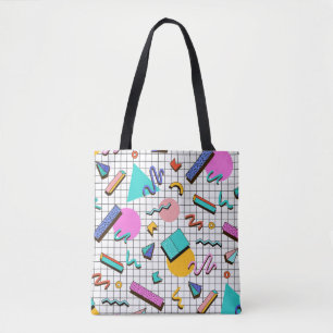 80er Bright Checkered: Vintag Geometrisch. Tasche