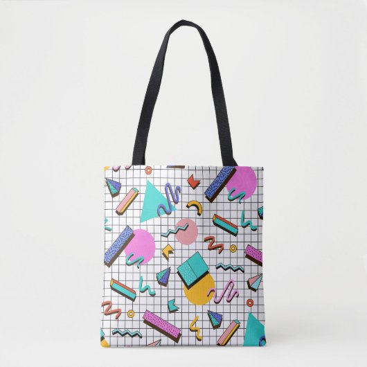 80er Bright Checkered: Vintag Geometrisch. Tasche (Vorderseite)
