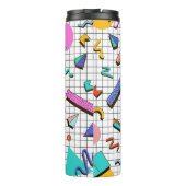 80er Bright Checkered: Vintag Geometrisch. Thermosbecher (Rückseite)