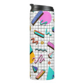 80er Bright Checkered: Vintag Geometrisch. Thermosbecher (Nach rechts gedreht)