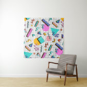 80er Bright Checkered: Vintag Geometrisch. Wandteppich (Beispiel (Horizontal))
