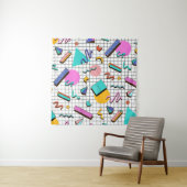 80er Bright Checkered: Vintag Geometrisch. Wandteppich (Beispiel)